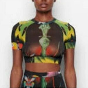 RARE SKIMS Firpal Print Summer Mesh Crop Top